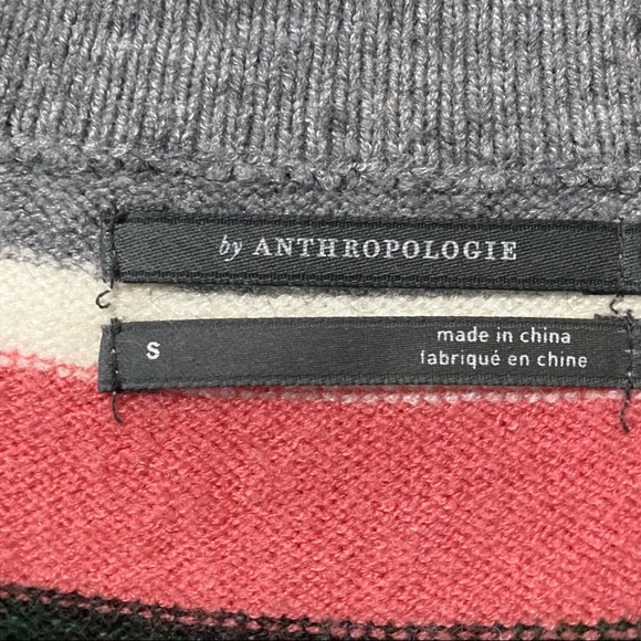 Anthropologie Vneck Button Pullover Striped Sweater Size Small - Picture 5 of 7